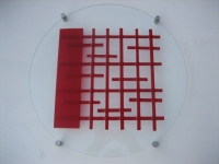 12, glaskunst, wandobject glas, glazen cirkel, simply red